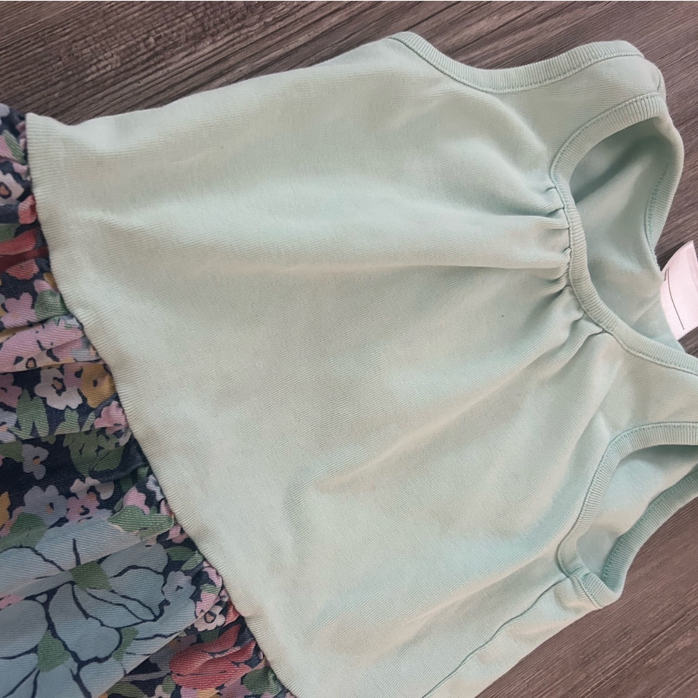 Hanna Andersson Mint Green floral dress size 120 (6-7) - Picture 2 of 4